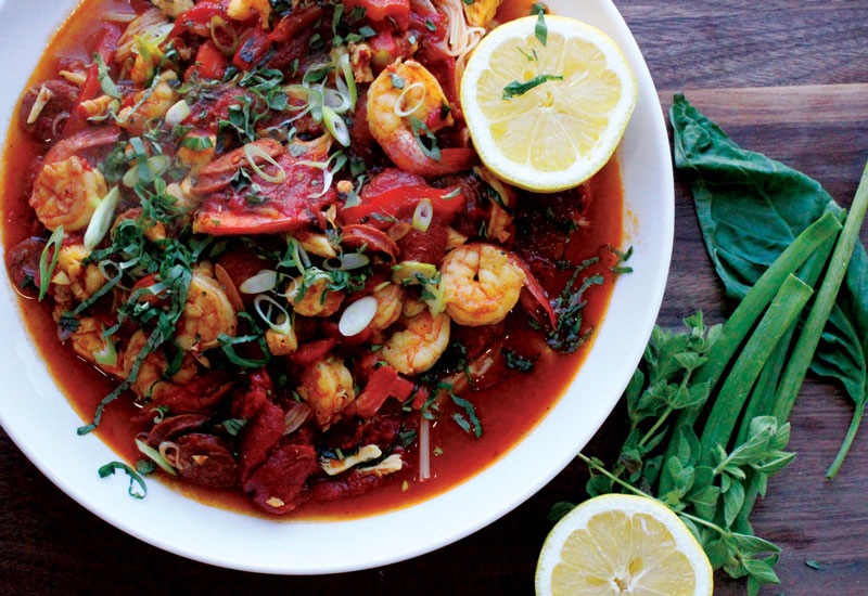 Seafood Pasta with Tomato Saffron Broth