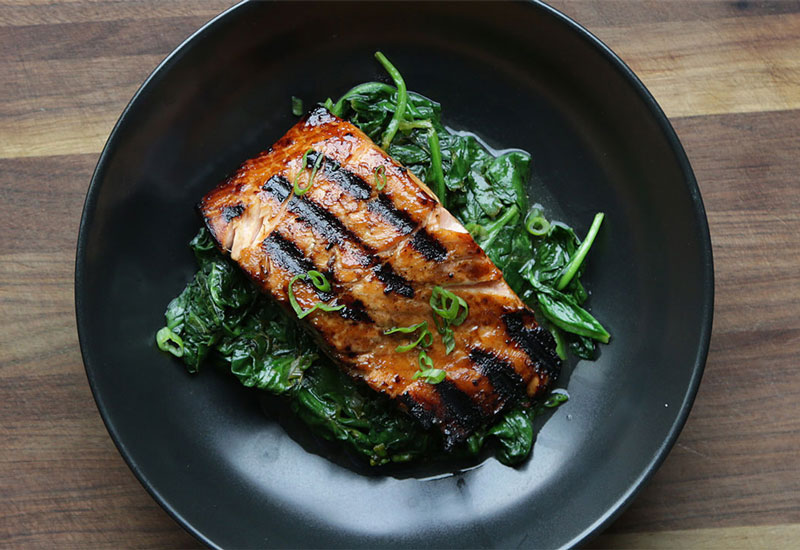 Teriyaki Salmon with Spinach