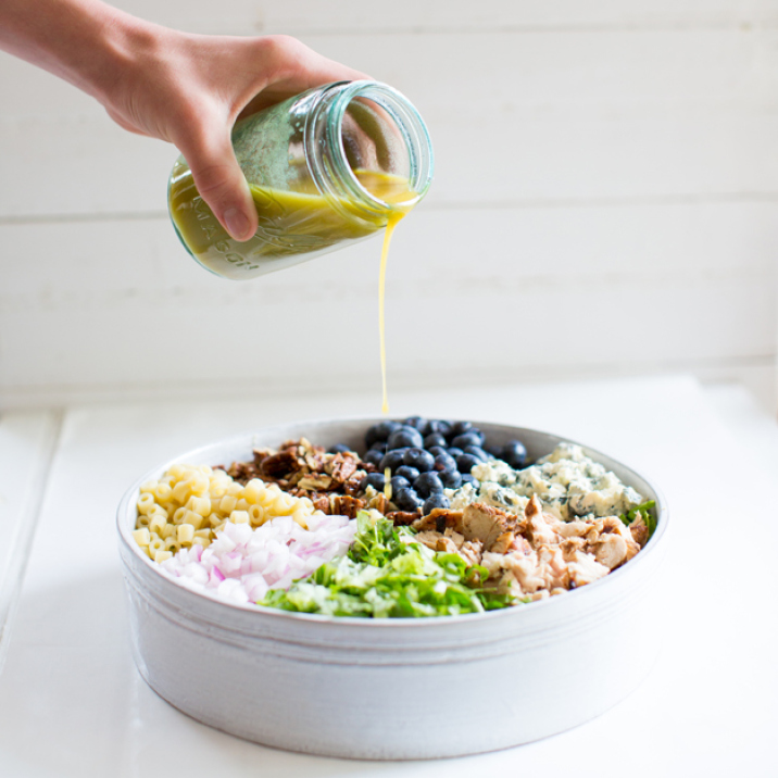 Blueberry Chicken Chopped Salad Pouring Dressing