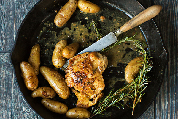 Honey Mustard and Rosemary Chicken in Pan