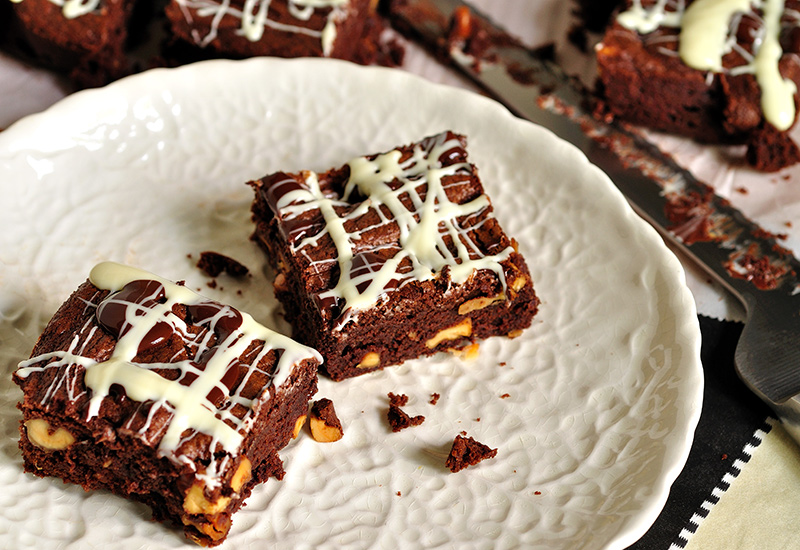 Fudgy Black Tie Brownie Cake