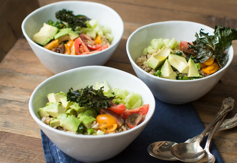Brown Rice Salad with Kale Chips