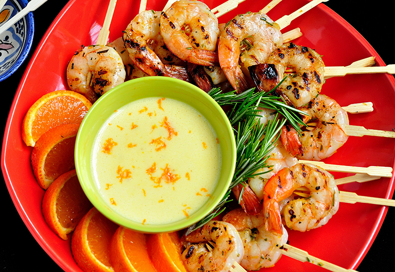 Grilled Rosemary Shrimp with Orange Aioli