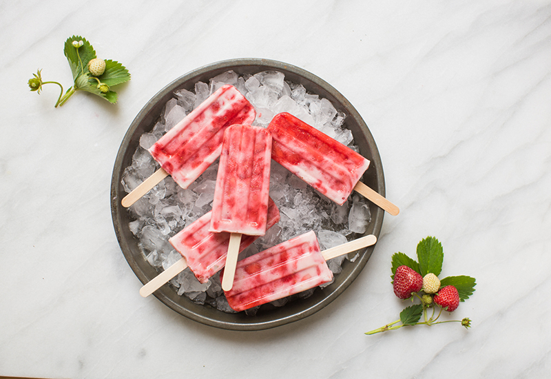 Strawberries and Cream Popsicles