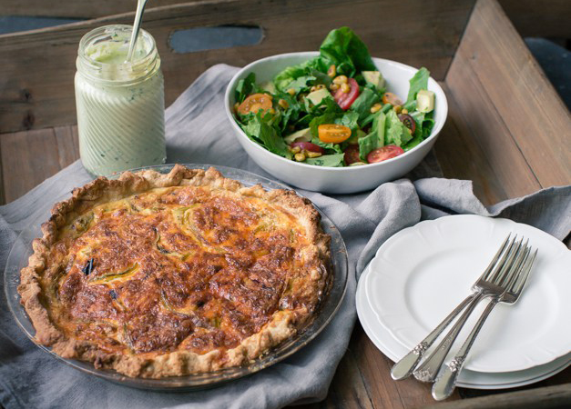 Hatch Chili Pancetta Quiche and Salad