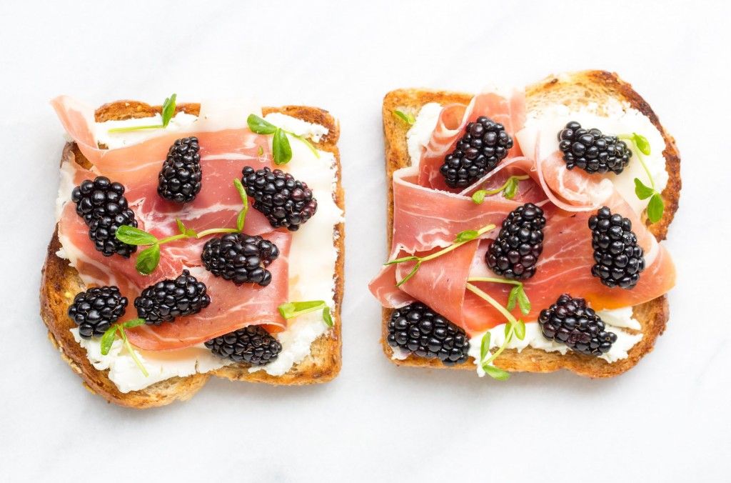 Blackberry Goat Cheese Prosciutto Toast