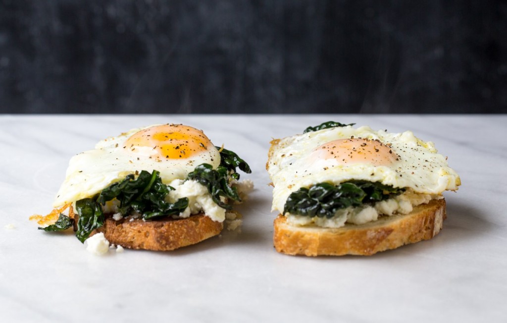 Egg Toast with Kale and Feta