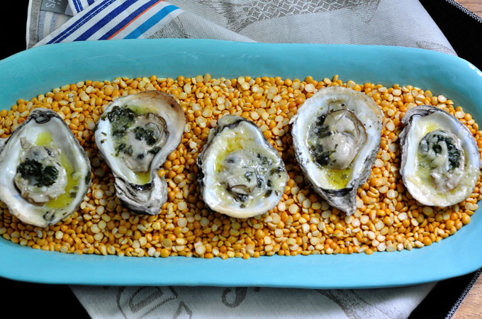 Oysters in a row