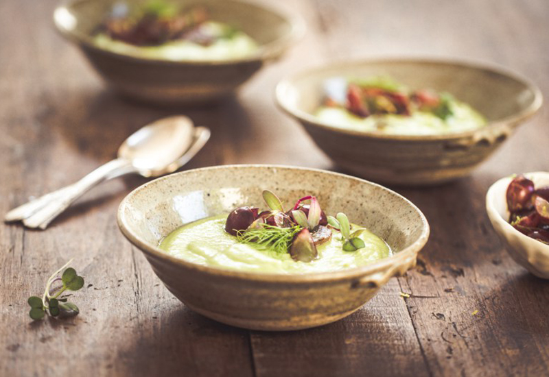 Chilled Sweet Pea, Leek and Fennel Soup