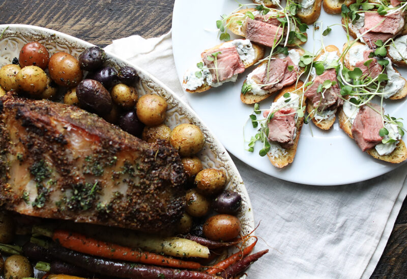 New York Strip Roast and Crostini Appetizers