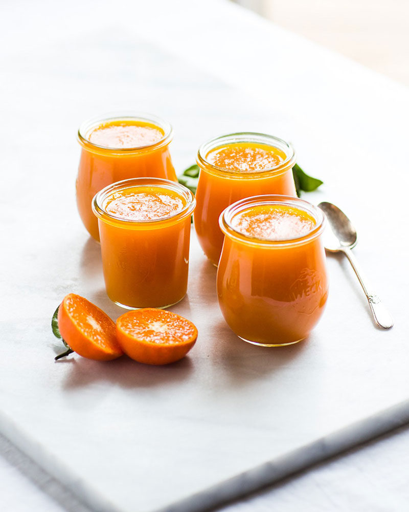 Bottles of orange jam