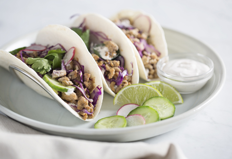 Turkey Tacos with Fresh Pickled Vegetables