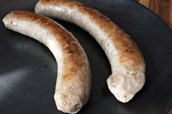 Bockwurst in Large Kitchen pan