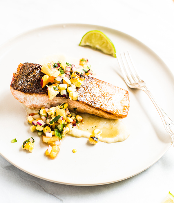 Pan-Seared Salmon with Peach Salsa