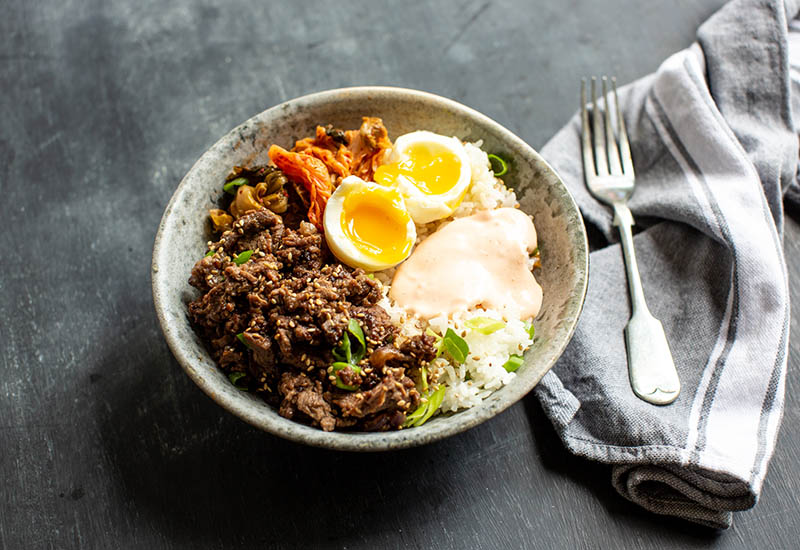 Korean Bulgogi BBQ Steak and Rice Bowls