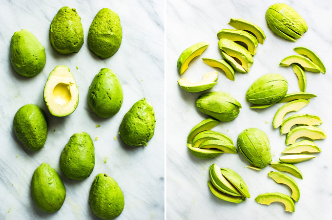 Whole and Sliced Avocados