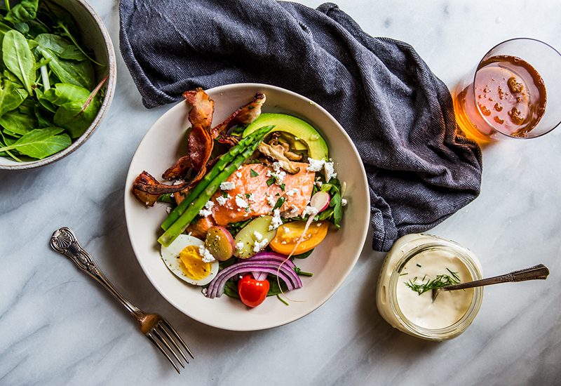 Salmon Cob Salad in Bowl