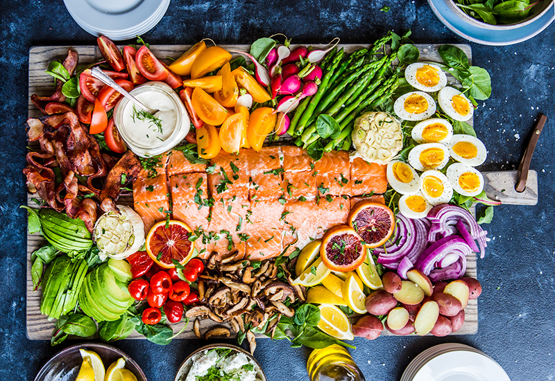 Salmon Cobb Salad Board