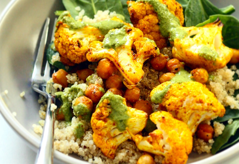 Golden Cauliflower Bowls with Lemon Parsley Vinaigrette