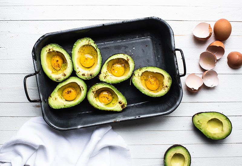 Uncooked Avocdao with Egg in Center