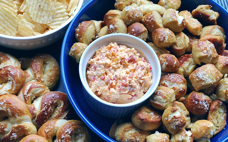 Homemade Mini Pretzels and Pimento Cheese Dip