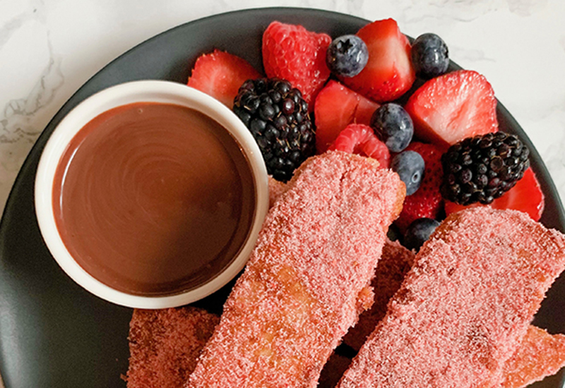 Strawberry French Toast Sticks with Chocolate Ganache