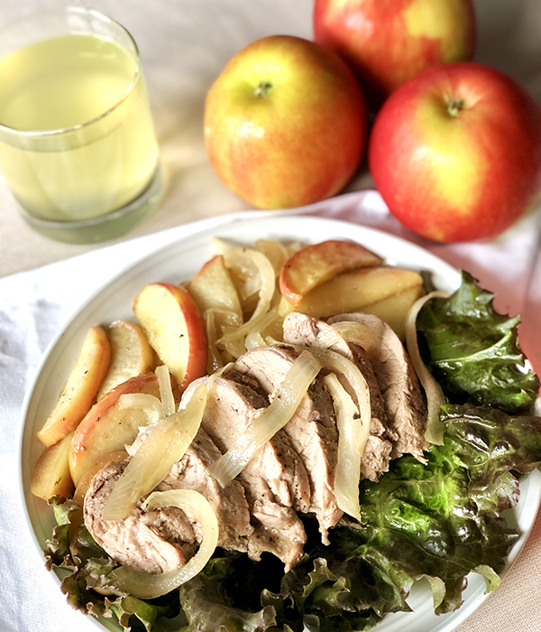 Brown Sugar Cider Pork and Apples on Plate