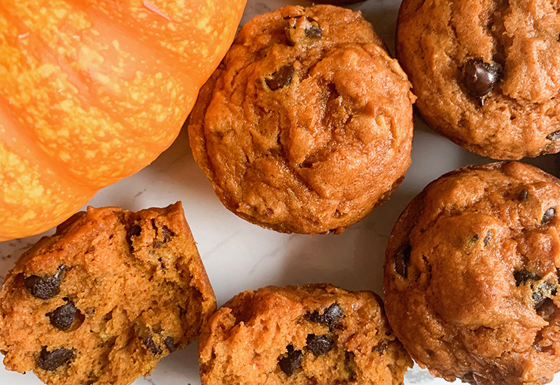 Pumpkin Dark Chocolate Pecan Muffins