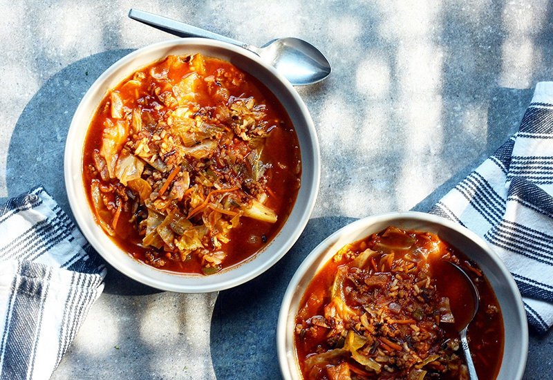 Cabbage Roll Soup with Wild Rice