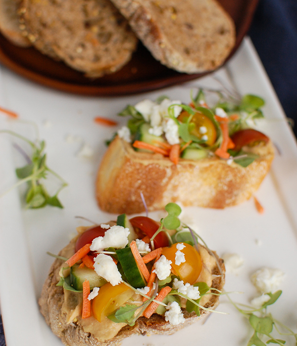 Mediterranean Crostini using Pain Paillasse Bread