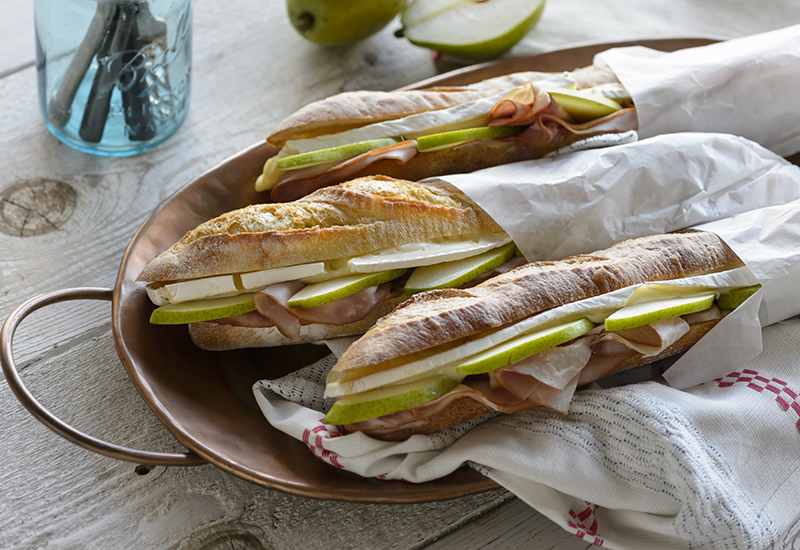 Shaved Ham and Pear Sandwich with Brie Cheese