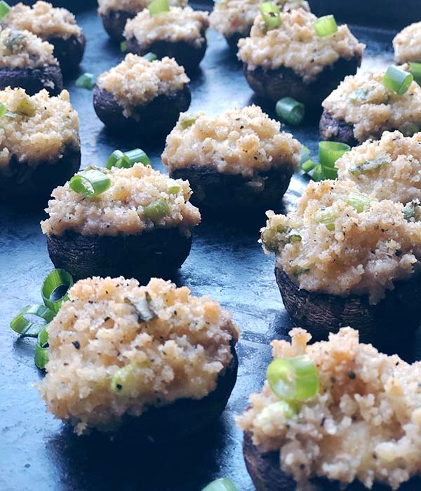 Crab Cake Stuffed Mushrooms Close Up