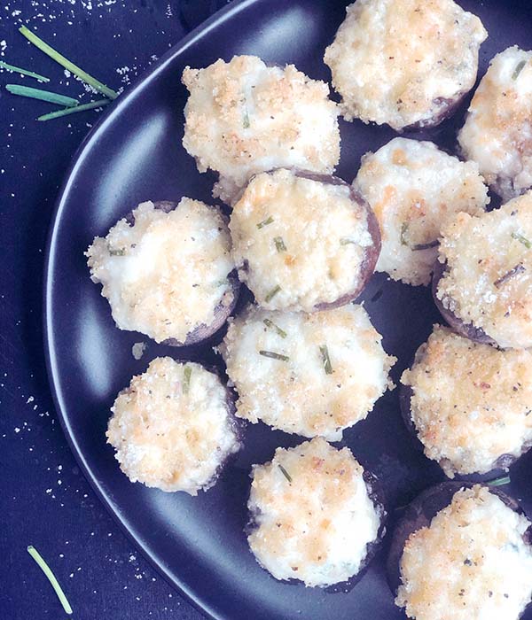 Crab Cake Stuffed Mushrooms on Plate