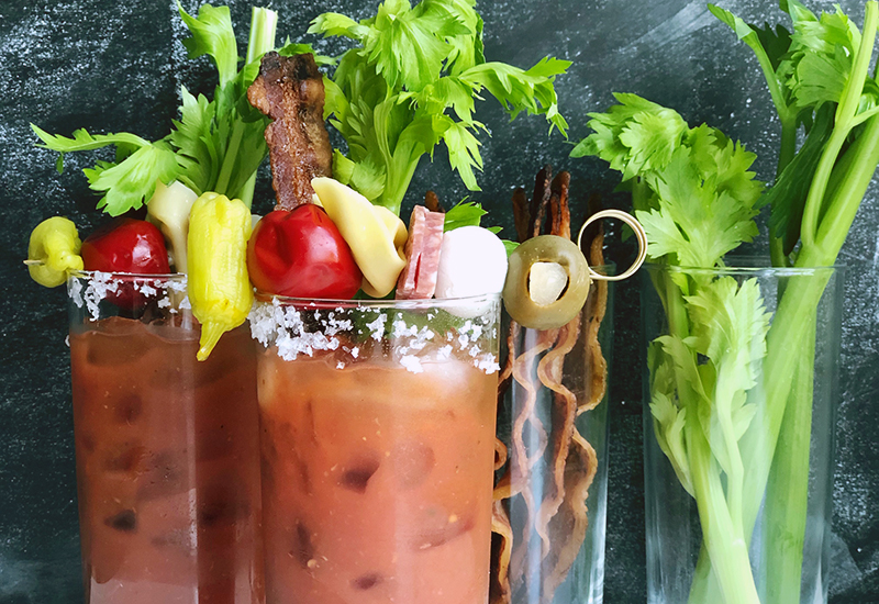 Bloody Marys with Antipasto Skewers