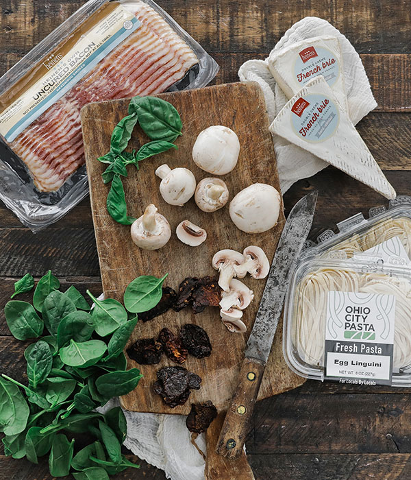 Brie, Bacon & Basil Pasta Ingredients