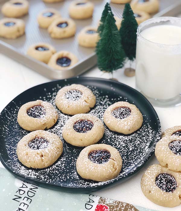 Pecan Raspberry Thumbprint Cookies