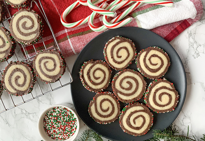 Double Chocolate Peppermint Pinwheel Cookies