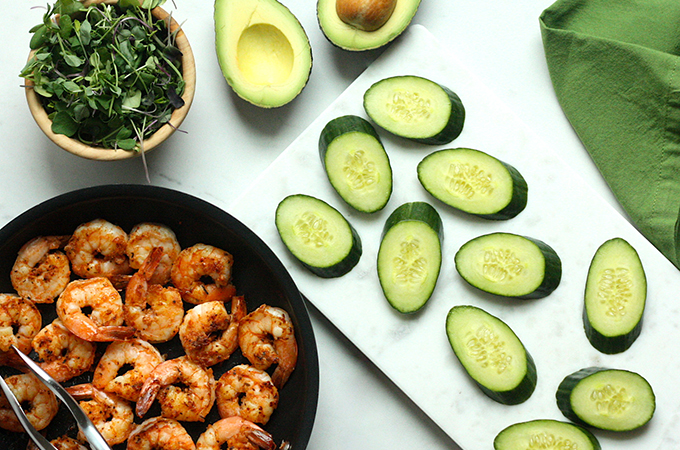 Blackened Shrimp and Cucumber Bites Ingredients