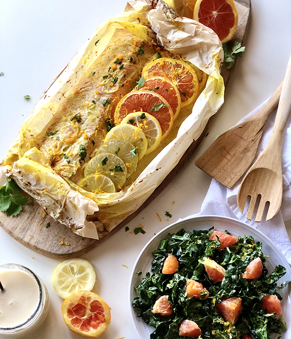 Citrus Salmon with Kale Salad