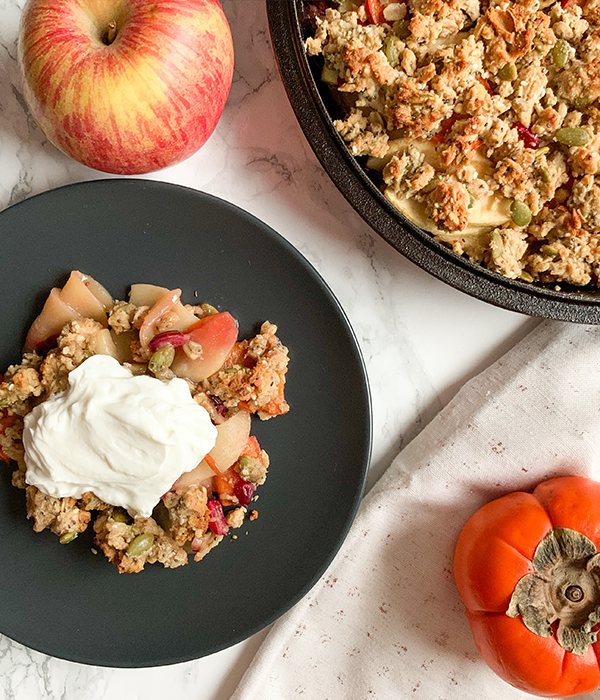 Healthy Winter Fruit Crisp with Greek Yogurt