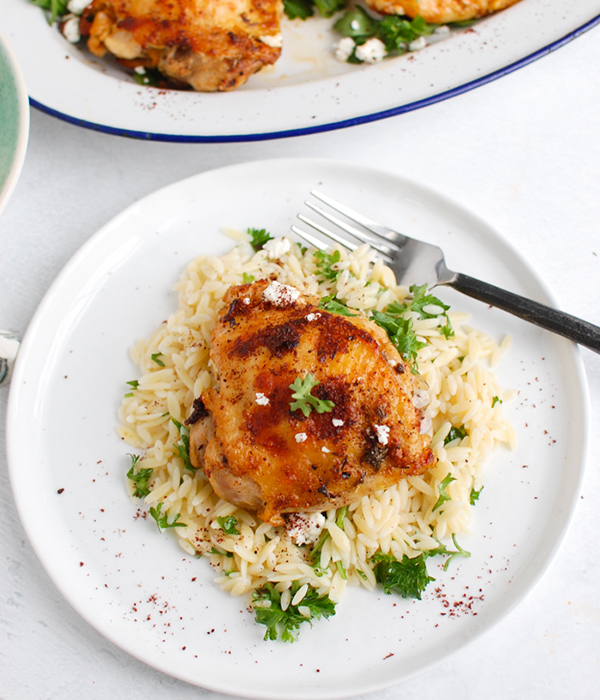 Mediterranean Chicken with Lemon Parsley Orzo