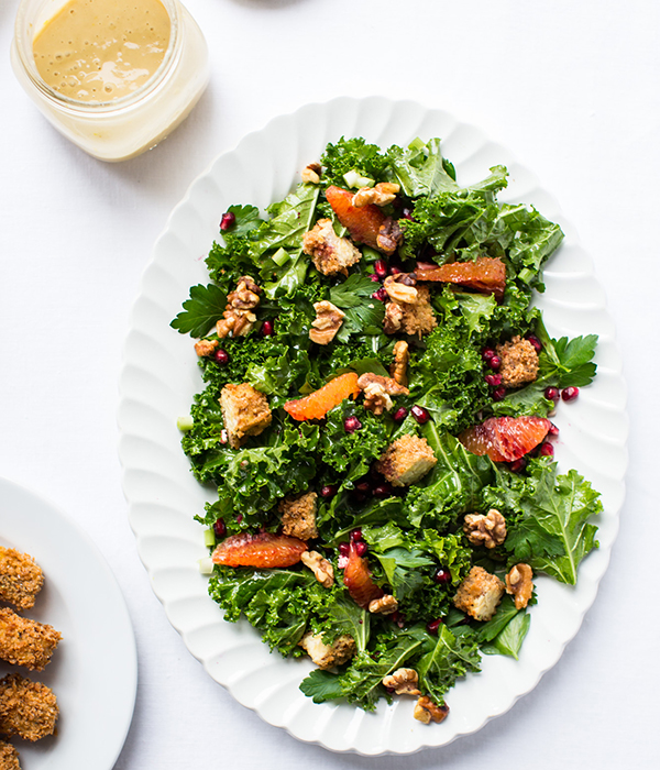 Panko Crusted Tempeh and Kale Salad