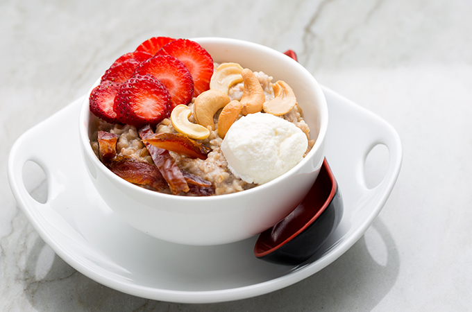 Morning Oats with Berries Bacon and Nuts