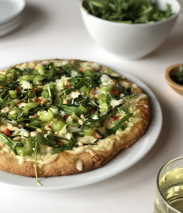 Lobster Roll Pizza with Bowl of Mixed Greens