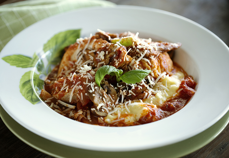 Chicken Cacciatore with Cheesy Polenta