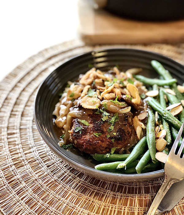 Slow Cooker Salisbury Steak Burgers with Cauliflower Mash