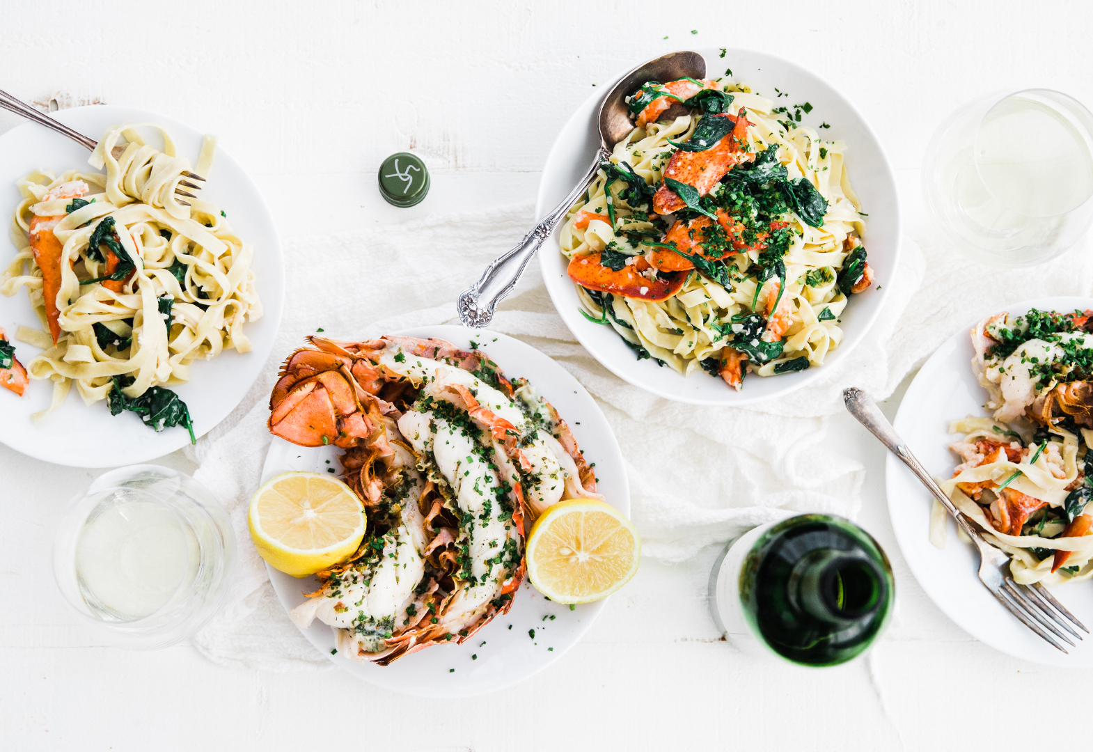 Broiled Lobster with Herb Butter and Lobster Pasta