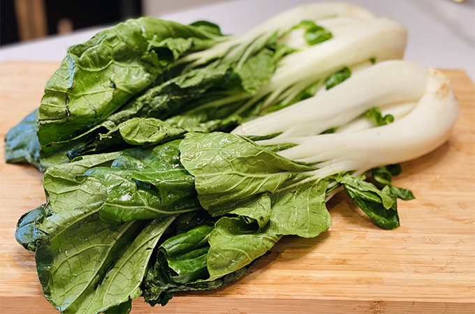 Bok Choy on Cutting Board