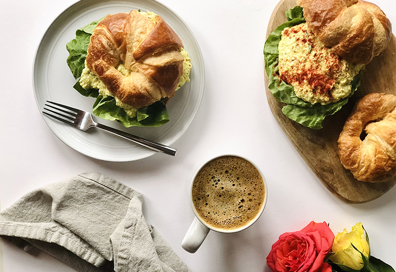 Deviled Egg Dip Croissant Sandwiches