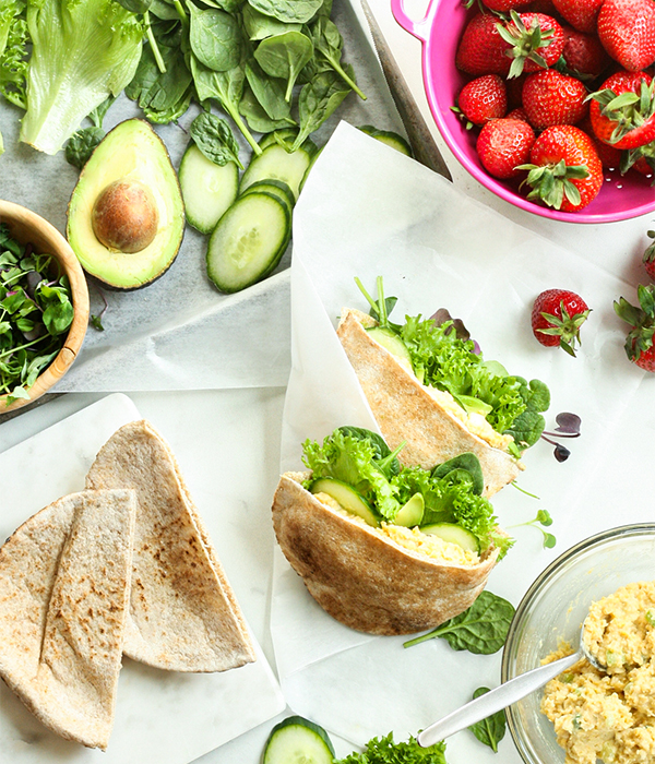 Green Goddess Stuffed Pitas with Ingredients